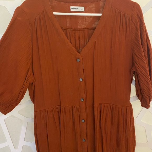 Sonoma Rust Button-Down Midi Dress NWOT - Picture 2 of 5